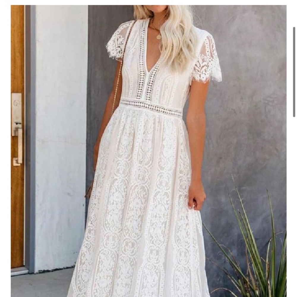 Brand New White Lace Maci Dress Size L